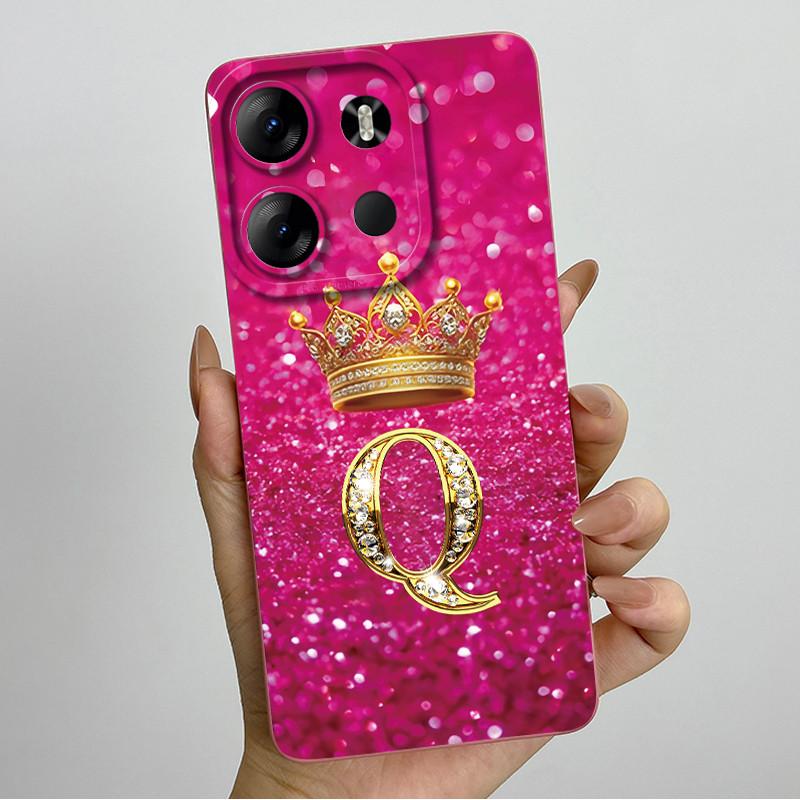 Для Tecno Pop 7 Pro Pop7 BF6 BF7 Чехол для телефона Корона Буква Задняя крышка Мягкий Жидкий силикон Fundas Для Tecno Spark GO 2023 Бампер