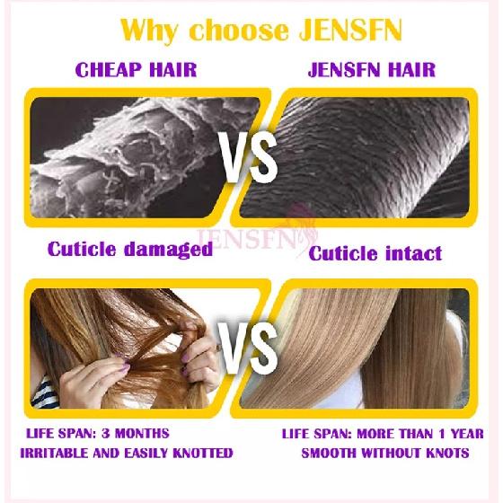 JENSFN Mini Tape In Hair Extensions 100% Natural Human Hair Remy Quality Straight Seamless PU Tape Ins Brown blonde For Salon