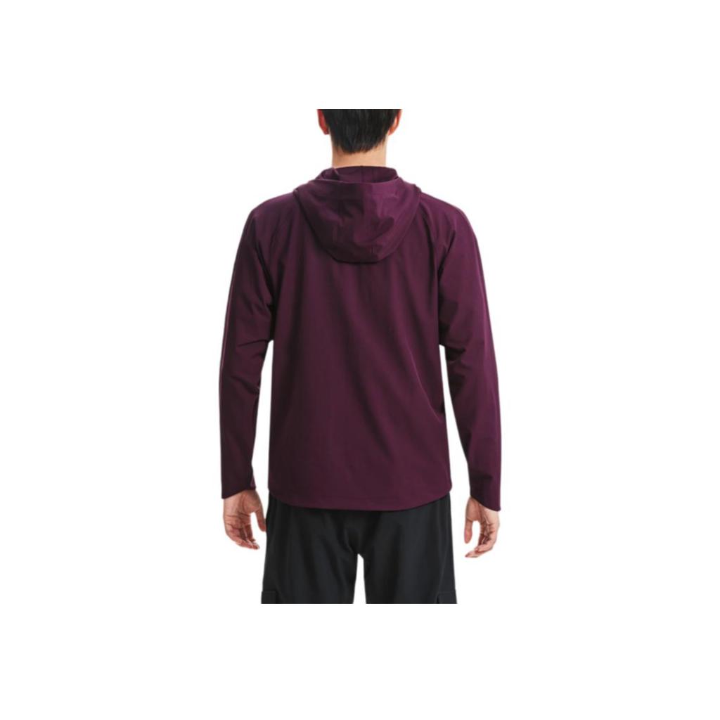 Under Armour Серия защиты от солнца, однотонная спортивная тканая дышащая тренировочная куртка на молнии с капюшоном, мужская верхняя одежда, рок-фиолетовый 1370494-572