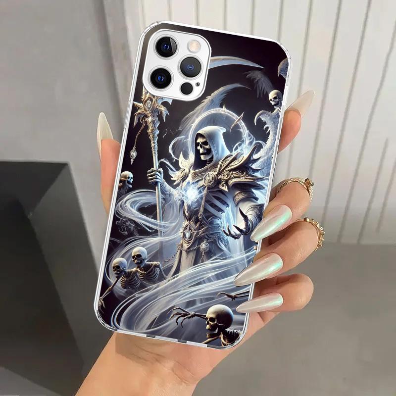 Чехол для телефона Смерть Жнец Череп Коса для Iphone 17 Air 16 15 Plus 14 13 Mini 12 11 Pro Max 16E 7 8 SE 2020 Мягкий Funda Печать
