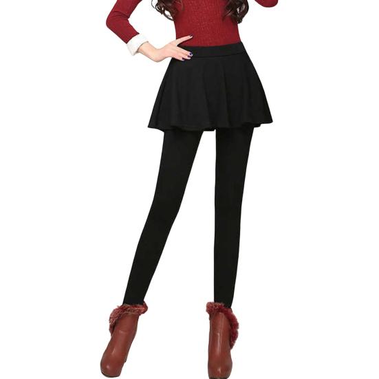 Женские брюки осень-зима, имитация двухсекционного высокоэластичного плиссированного трапециевидного силуэта, леггинсы в стиле пэчворк из плотной плюшевой подкладки, однотонные