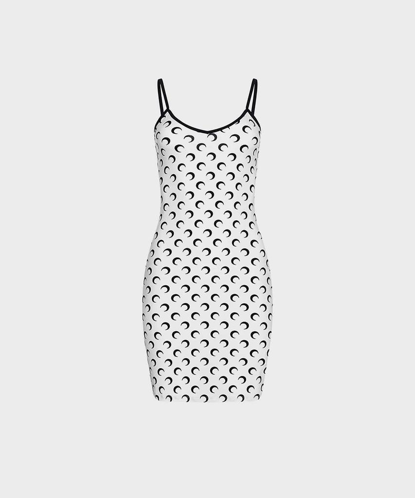 Marine Serre (W) Moon Printed Jersey Mini Dress Optical White