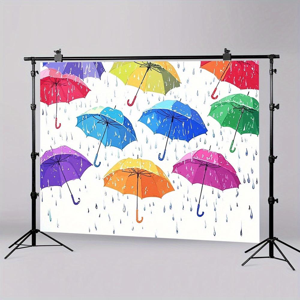 1 piece of colorful umbrella pattern background - Vibrant rain-themed design featuring colorful umbrellas - Polyester material