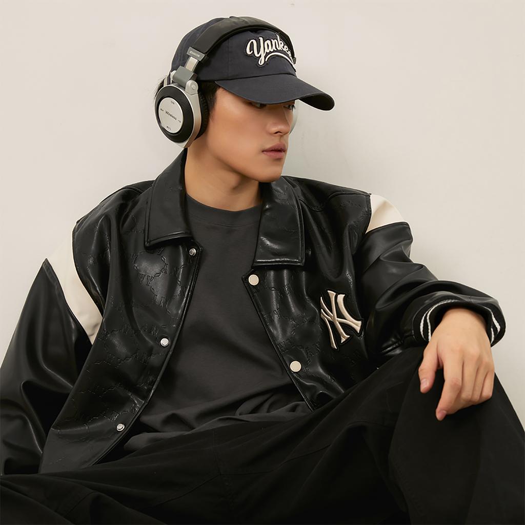 New MLB MONOGRAM Collection New York Yankees 24FW Baseball Jacket Unisex Black 3AJPM0444-50BKS