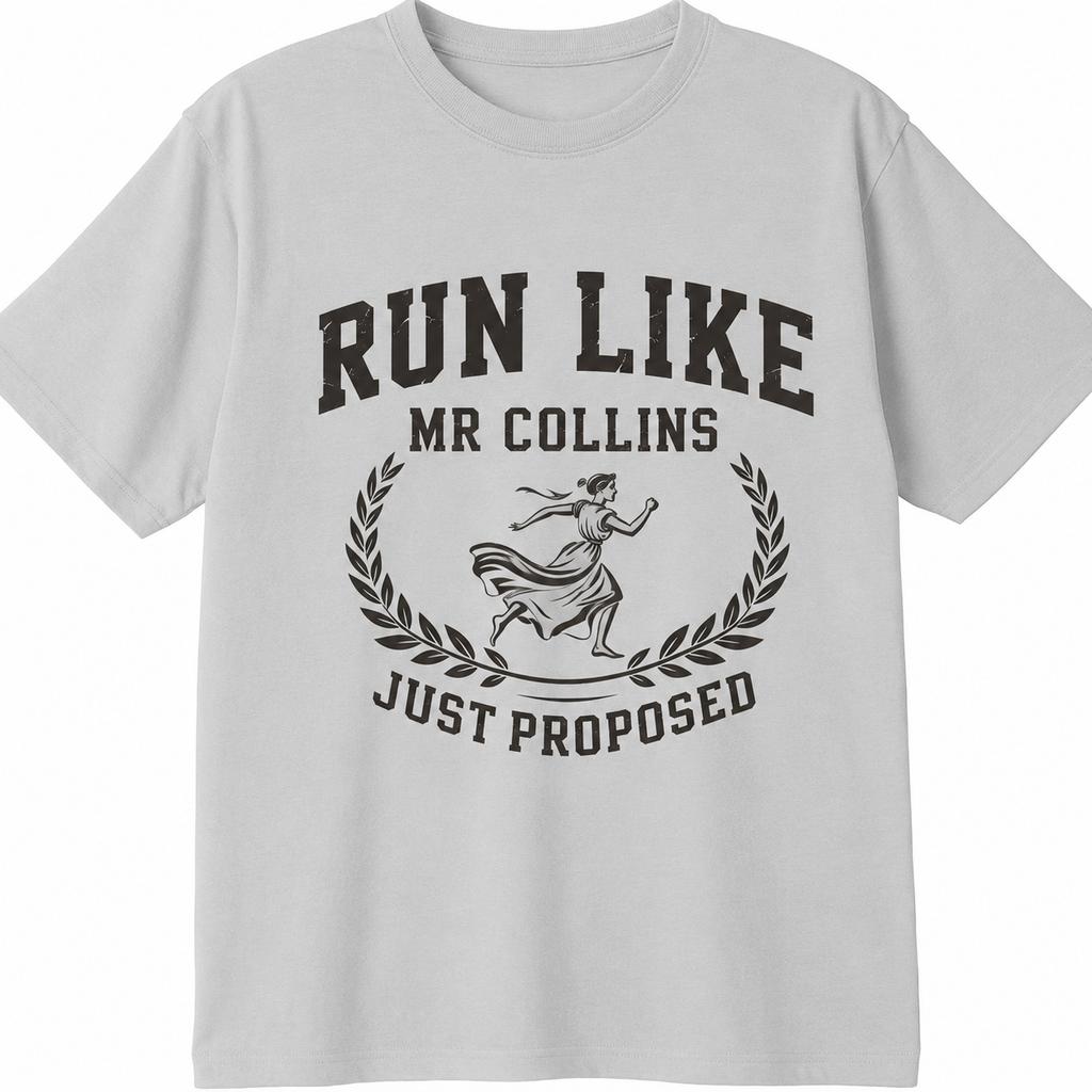 Vintage Summer Unisex Tshirt Run Like Mr Collins Just Proposed Short Sleeve Soft Oneck Tees Y2k Fashion Funny T Shirts For Unisexs