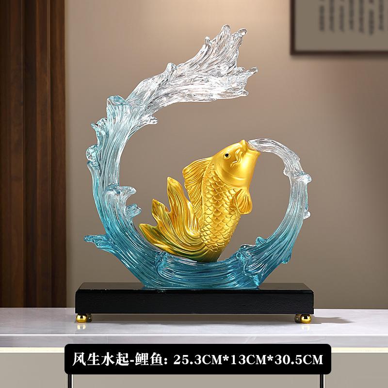 Скульптура тыквы «Счастливый карп», украшение для рабочего стола в офисе, креативная статуэтка из смолы, китайский подарок на свадьбу и Новый год