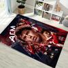 Red Black Club Football Player Collage Print Area Rug, Sports Fan Non‑Slip Floor Mat for Living Room Bedroom Home Decor