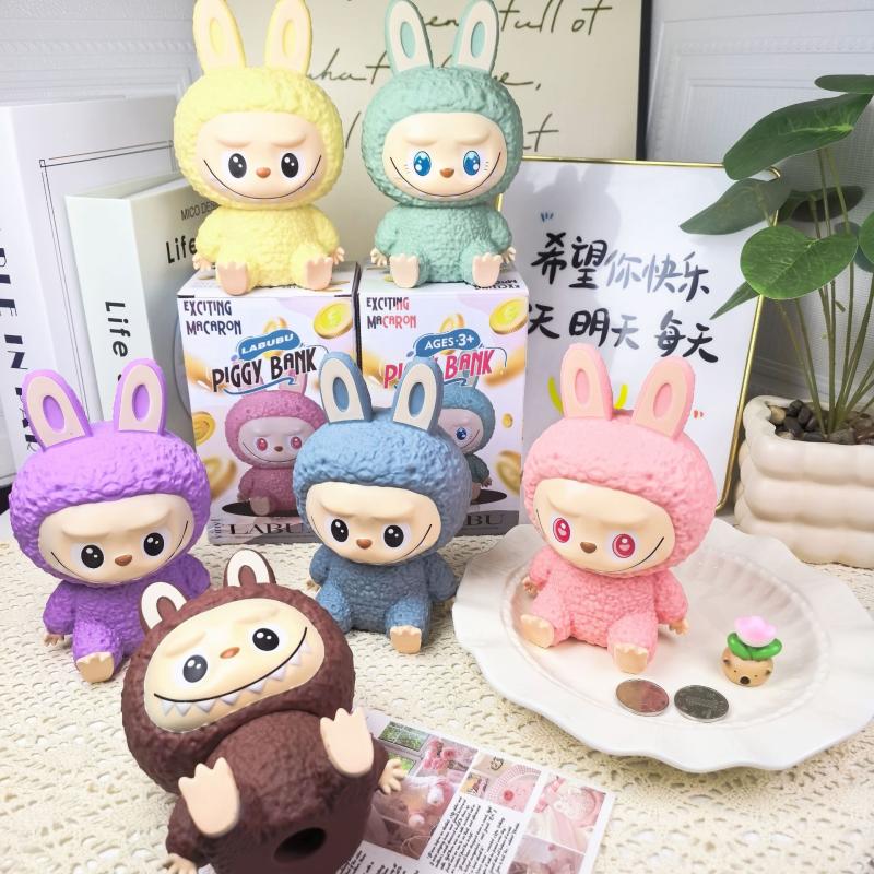 1 Piece Cute Monster Labubu Piggy Bank Figurine Model Ornament For Children
