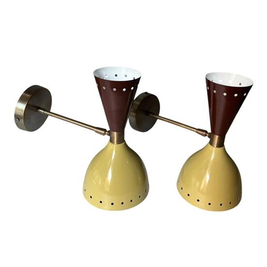 1 пара итальянских настенных бра Diablo середины века, латунный светильник для туалетного столика в ванной или любого настенного декора в комнате