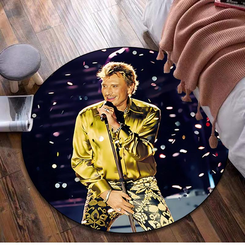 Johnny Hallyday Circular Rug - Office Decorative Carpet For Living Room Bedroom Door Mat Floor Rug Computer Chair Area Rug