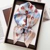 Color-blocked Print Shawl Square Scarf for Women Satin Fashion Wraps Neckerchief Female Hair Bands Ribbon Headband Bandana