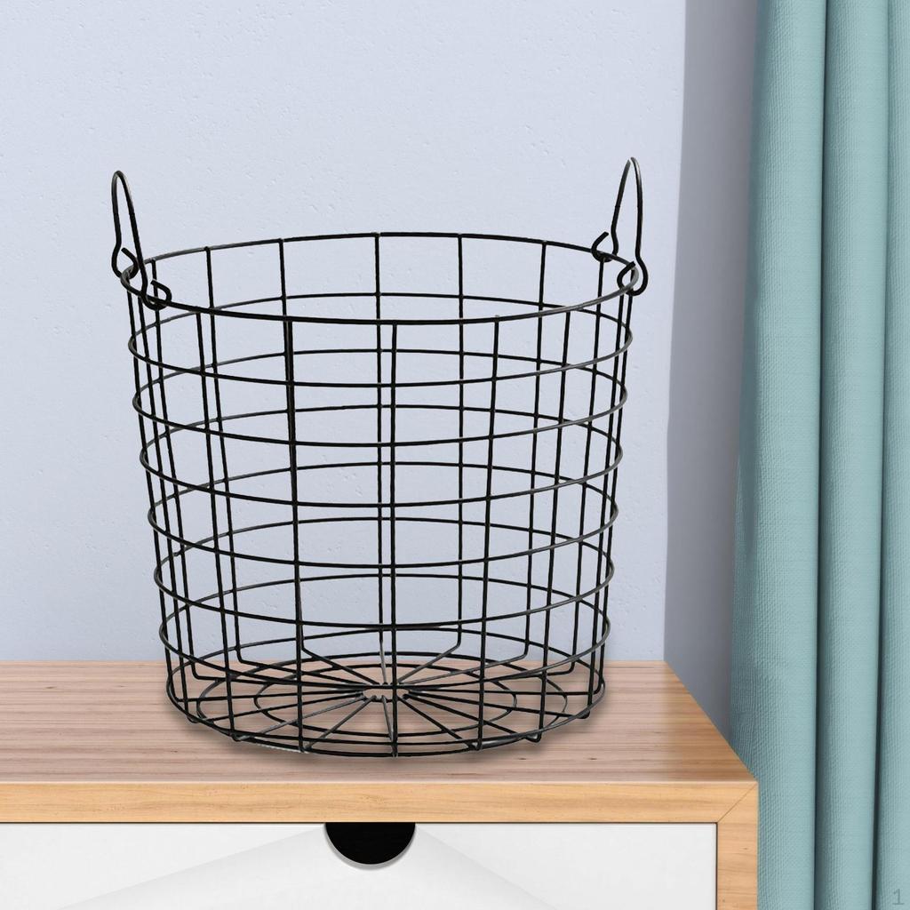 Iron Storage Basket 8.27inch X 7.87inch with Handles Sundries Bins Large