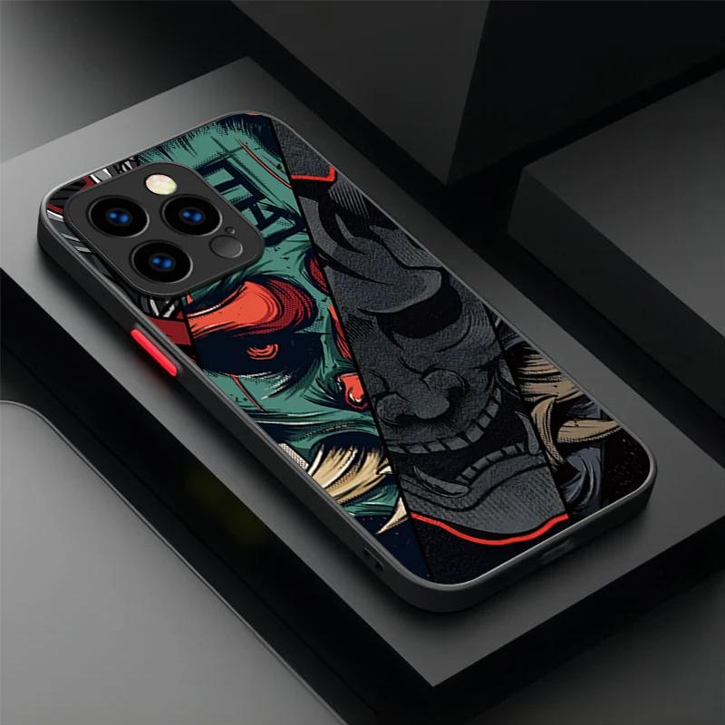 Япония Лицо Призрака Самурай Чехол Для iPhone 17 16 15 14 13 12 11 Pro Max Plus Mini X XS XR 7 8 Plus 17 Air Ударопрочный Бампер Чехол