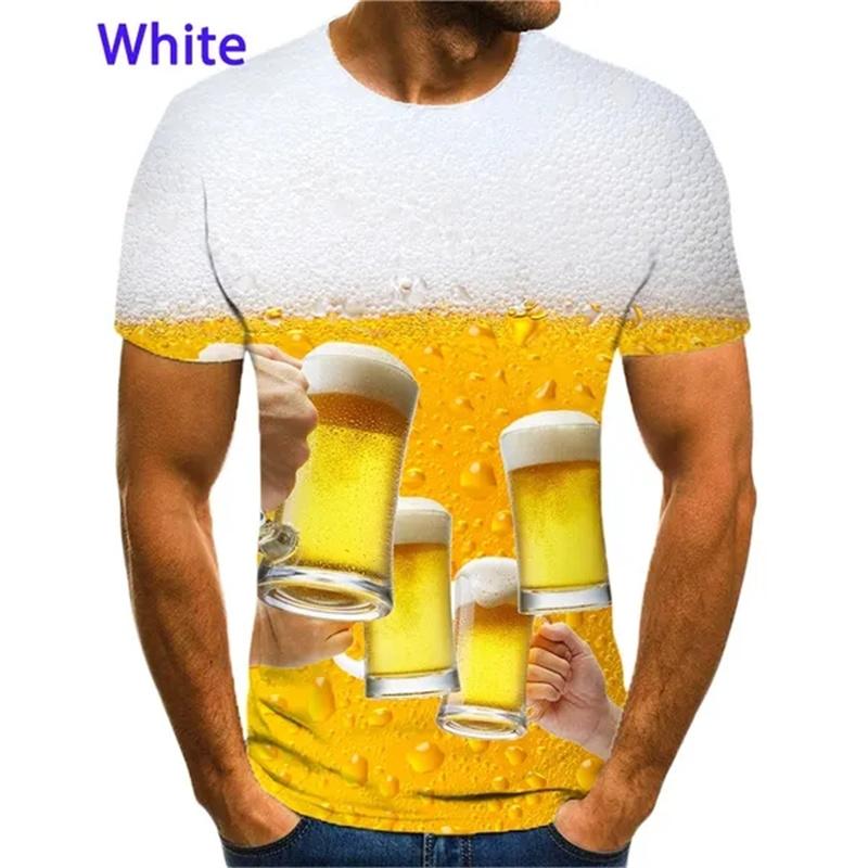 Футболка с принтом Beer Cheers для мужчин, летние крутые мужские футболки с 3D-графикой Beer Bubble, футболки с короткими рукавами, модные повседневные топы, футболки