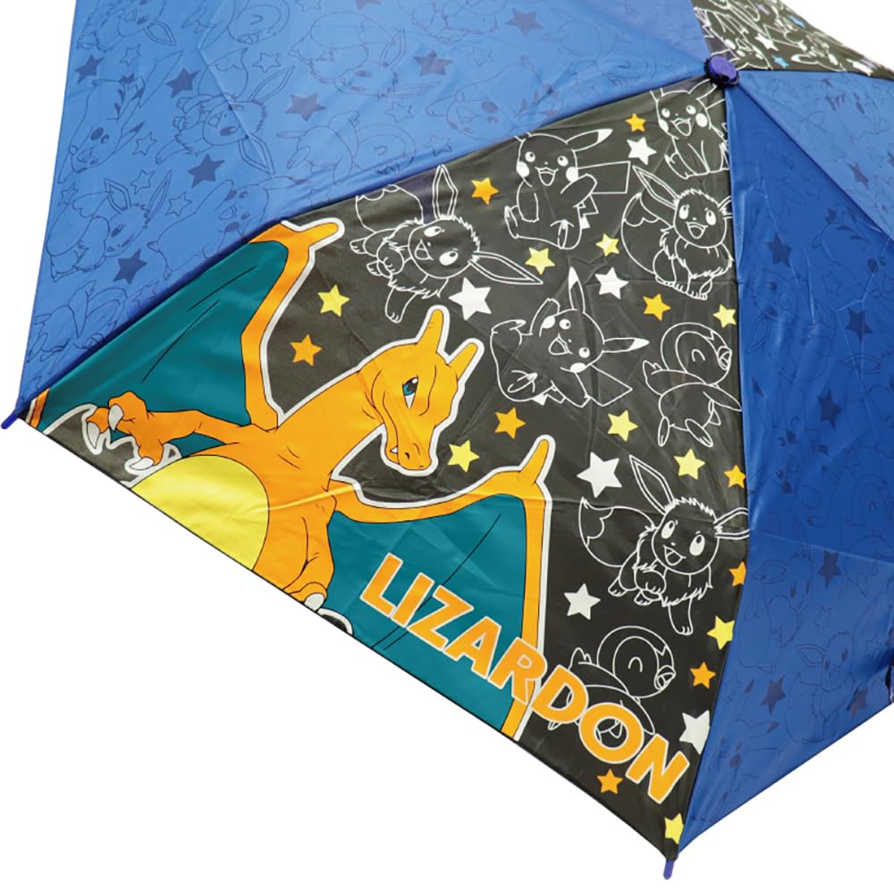 Character Pokemon Blue Folding Rib Rain Rainy Season Commuting To Case Folding Umbrella Umbrella, & Black, Hand-open Umbrella, 53cm, Boys, Girls,