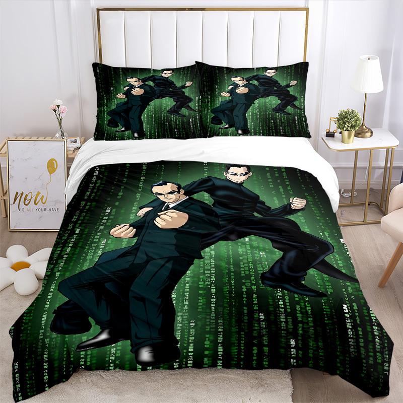 3pcs Matrix Code Duvet Cover Set (1 Duvet Cover + 2 Pillowcases, No Core) - Comfortable, And Breathable Bedroom Decoration yy251104024