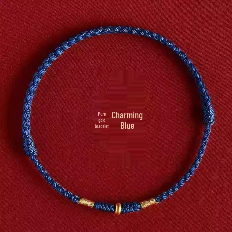 Gold 999 Abacus Bead Red String Bracelet for Year of the Rat - Couple Style for Traffic Drivers