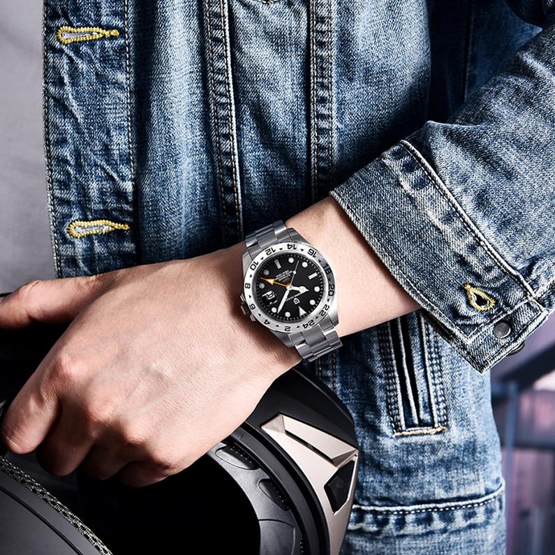 PAGANI DESIGN New 42mm Men's Automatic Mechanical Watches GMT Watch Stainless Steel Sapphire Waterproof Watch Reloj Hombre