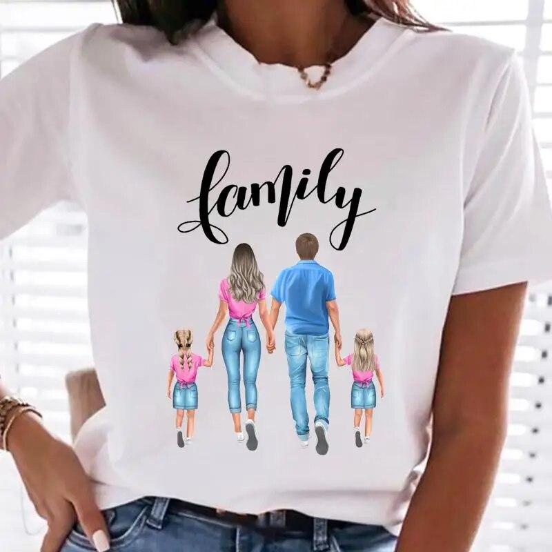 Women Family Mom Mother Mama T-shirts Female T Tee Cartoon Sweet Love Son 90s Clothes Lady Casual Shirt Graphic Tshirt Top
