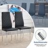 Set of 4 dining chairs, black, diamond pattern PU leather, metal legs, modern chair for kitchen, living room, café & home office