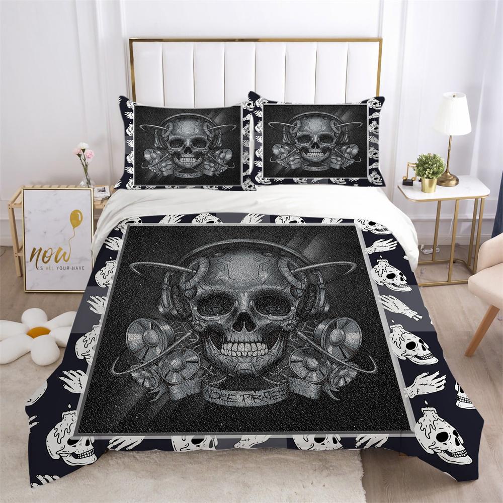 3D Skull Printing Duvet Cover Set Twin Size Microfiber Bedding Set Fashion High Ranking Cool Bedroom Decor