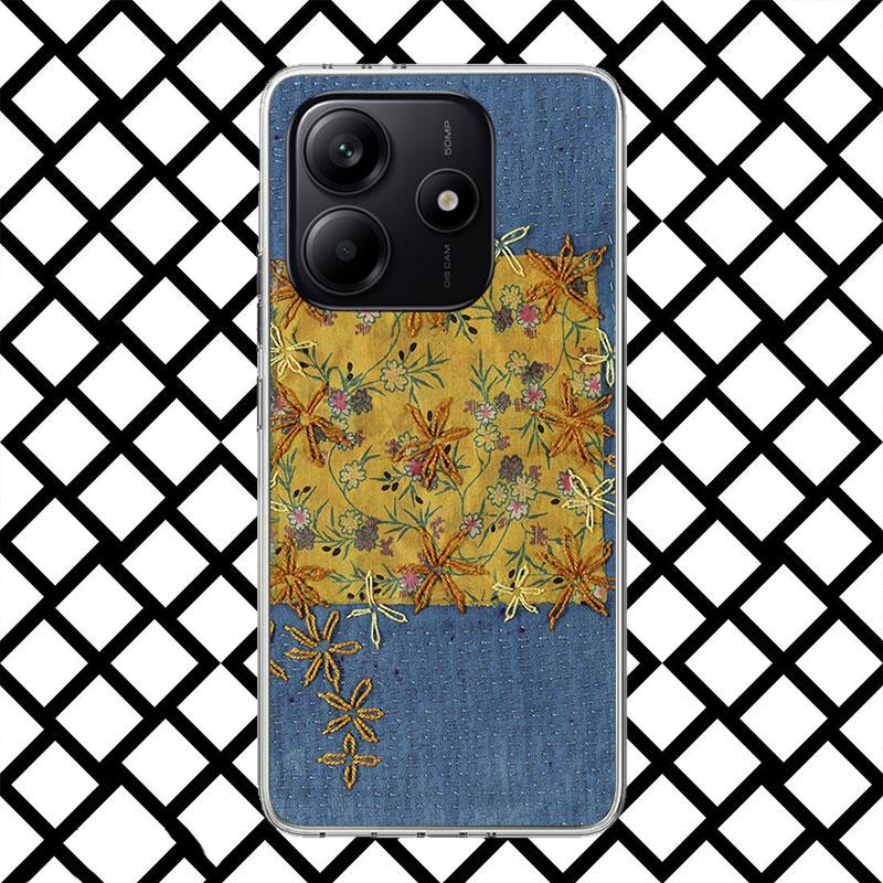 Ретро Джинсовый Чехол с Вышивкой для Xiaomi Redmi Note 15 14 14S 13 12 12S 11 Pro Plus 11E 11T 11S 10S 5G Мягкий Чехол Fundas Re