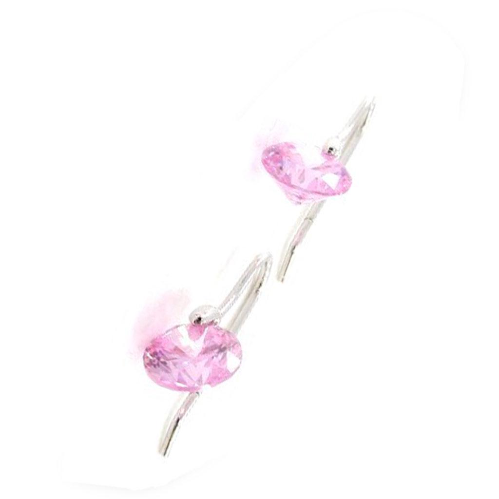 Les Trésors De Lily [I9837] - Silver Pink 'Crystal' Silver Earrings (rhodium-plated) - 7 Mm
