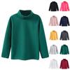 Girls Cute Tops Spring High Neck Solid Long Sleeve Round Neck Top Party Birthday School Sweaters