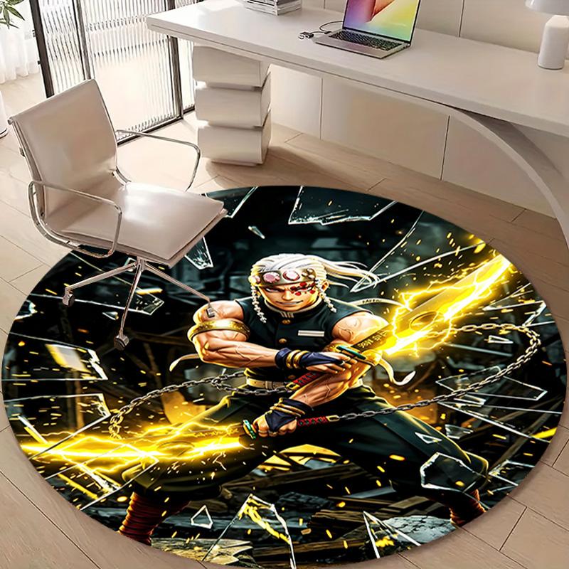 1pc Uzui Tengen Print Round Carpet Chair Round Carpet Suitable for Bedroom Living Room Home Decorative Carpet