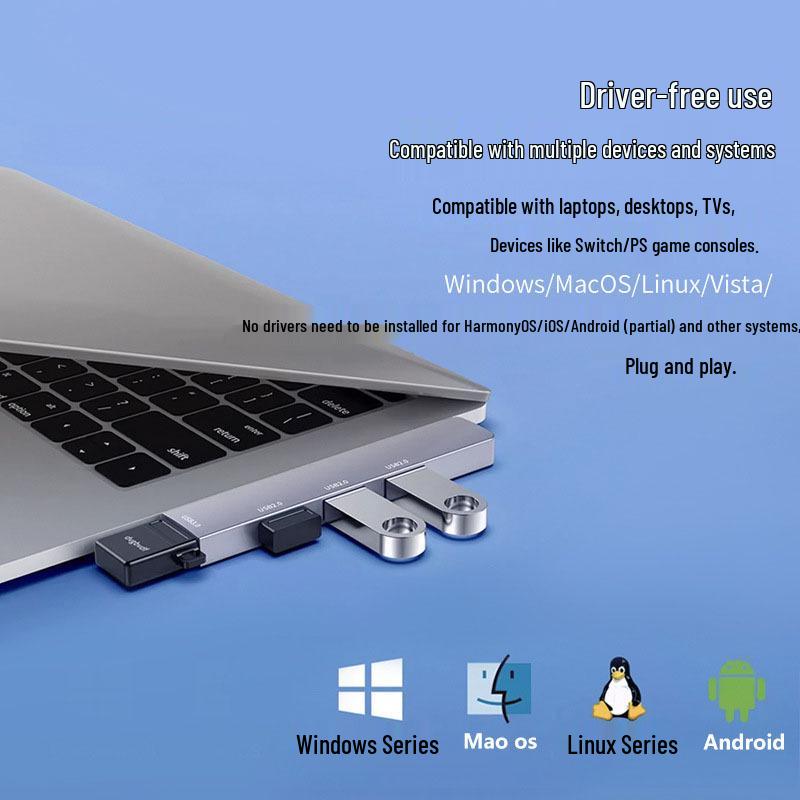 Алюминиевая док-станция для ноутбука: 4-в-1 USB 3.0 концентратор с интерфейсом Type-C