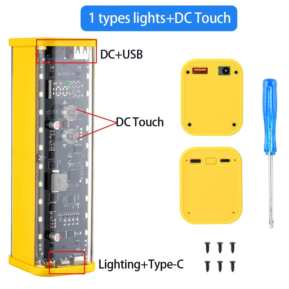 111W PD Fast Charge 11711 Battery Box Transparent Power Bank Case Solder-Free DIY 8-Cell Battery Holder DC Voltage Adjustable