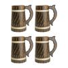 Wooden Beer Mug, Mango Wood with Sheesham Finish, Barrel Style, Lightweight & Durable, for Craft Beer, Home Bar, Café, Party, Gift (Pack of 4)