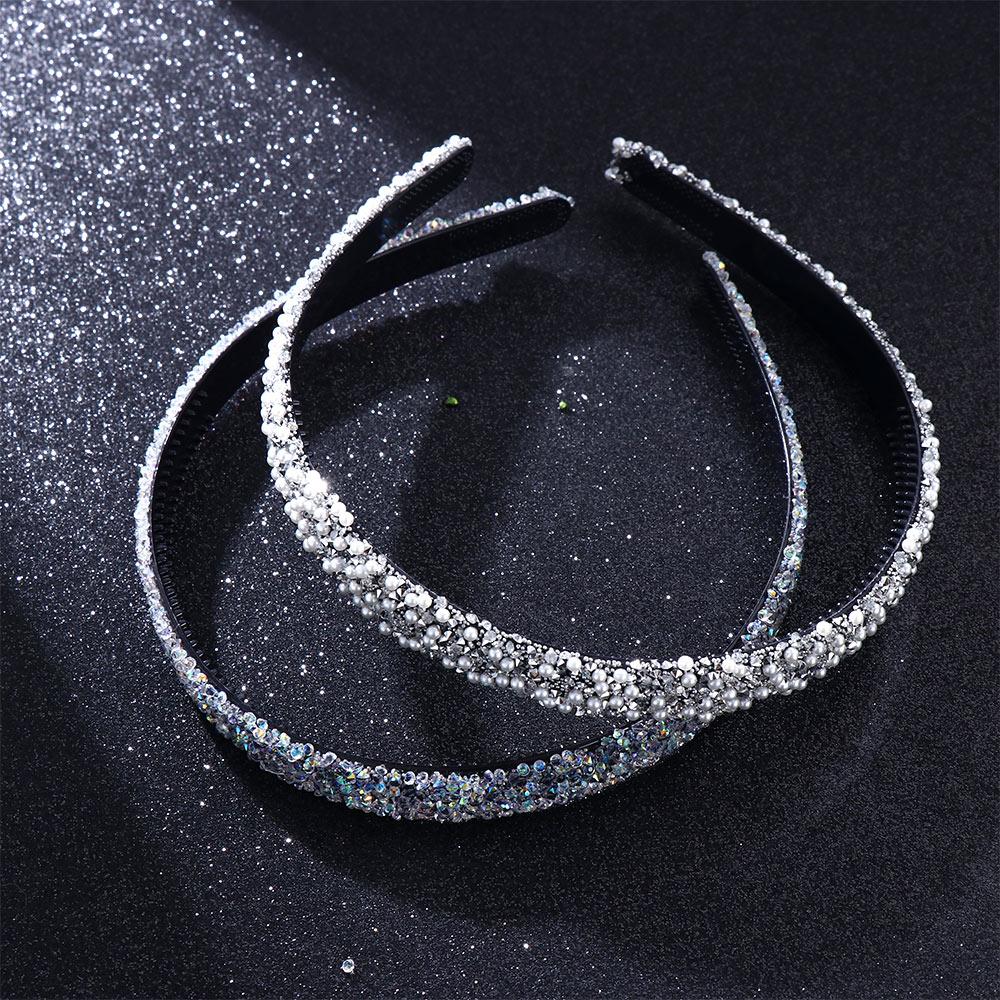 Crystal Rhinestones Luxury Simple Hair Accessories Hair Hoop Pearl Headbands Crystal Hairbands