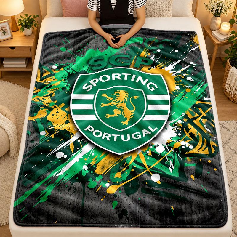 Flannel BlanketSporting CP FC Warm Soft Throw Blanket for Indoor Sofa Bed Living Room Use