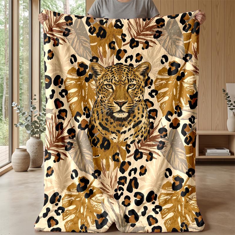Leopard and Hummingbird Tapestry 1 Theme blanket Lightweight Warm Flannel Blanket Decorative Throw Blanket for Home Decoration