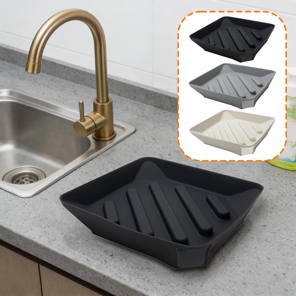 Draining Tray Silicone Sponge Holder Versatile Heat Resistant Organizer Dish Drying Mat for Kitchen Sink Area