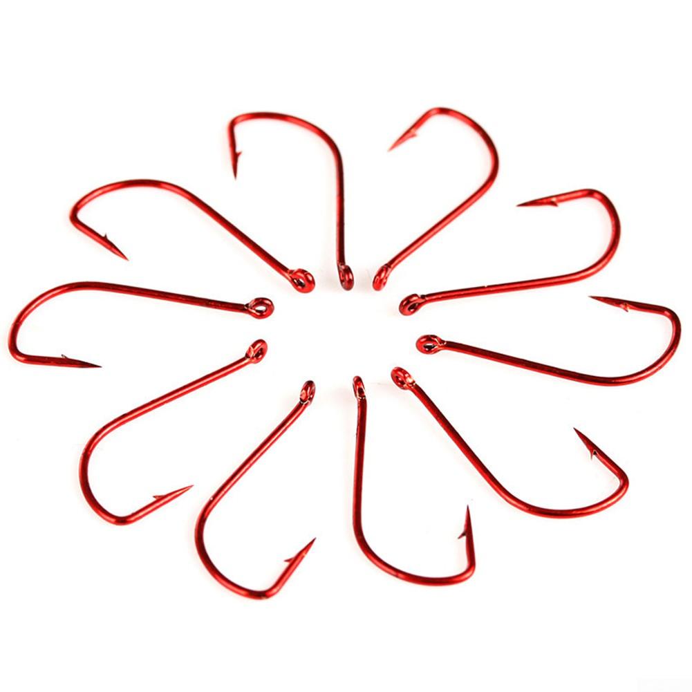 Красные крючки, 10 шт./пакет, красные рыболовные крючки 6#/7#/8#/9#/10#