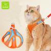 Luxury Reflective Solid Simple Nylon Buckle Closure Sash Small Bell Dog Harness Leash Adjustable Reversible Sport/Fashion Small