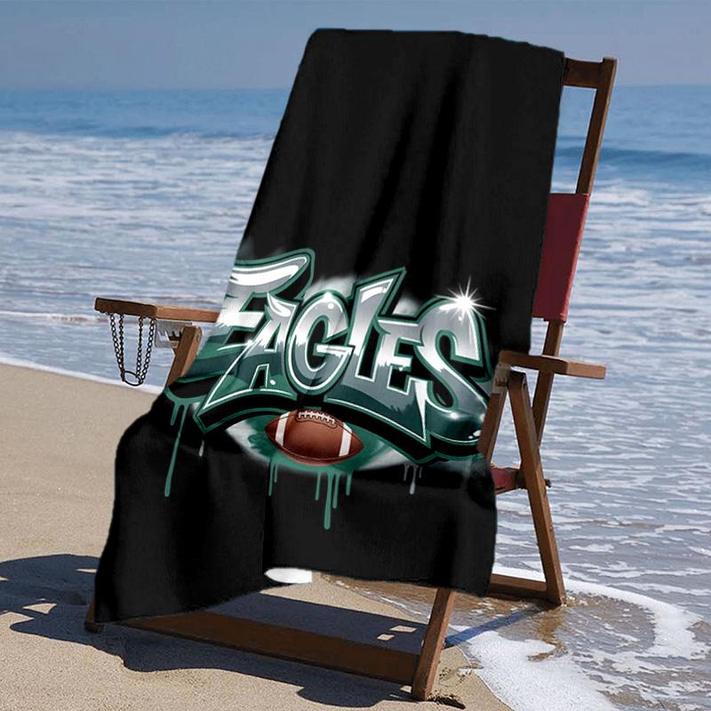 proof beach towel with Philadelphia Eagles LOGO pattern - soft,absorbent,quick-drying,machine washable - perfect for swimming,camping,bathing