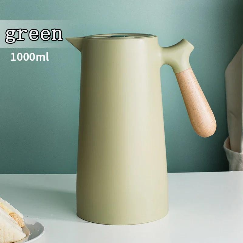 1L Large Capacity Kettle Household Coffee Pot Glass Liner Hot Water Jug Bottle Vacuum Flask Thermos Nordic Thermal Insulation