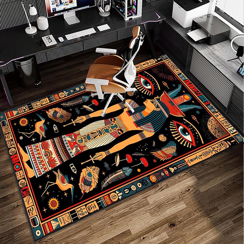 Ancient Egyptian Hieroglyphics Office Rug Chair Mat, Entryway Carpet, Suitable for Front Door, Bedroom, Living Room, Desk, Holiday Gift