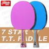 DHS 6 Star Color Table Tennis Racket 7 Star Ping Pong Paddle Racket Bat Hurricane 9 Sticky Forehand Rubber Hurricane 3 Backhand