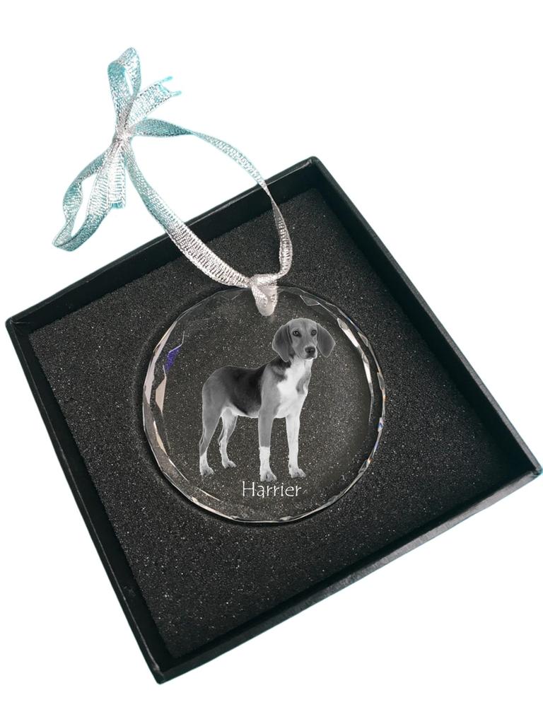 Harrier - crystal bauble with a photo, dog photo in crystal, personalized Christmas tree ornament by Art-Dog brand
