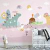 Настенные обои Nordic Hand Painted Pink 3D Cartoon Dinosaur Animal Children Background Wall Painting Wallpaper