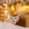 Rainbow Crystal Heart Necklaces for Women Gold Color Chain Necklaces CZ Jewelry Party Gifts