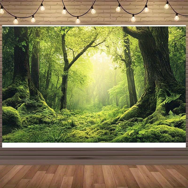 1 Magic Forest Party Background - Clusters of green plants and tall trees  no power required