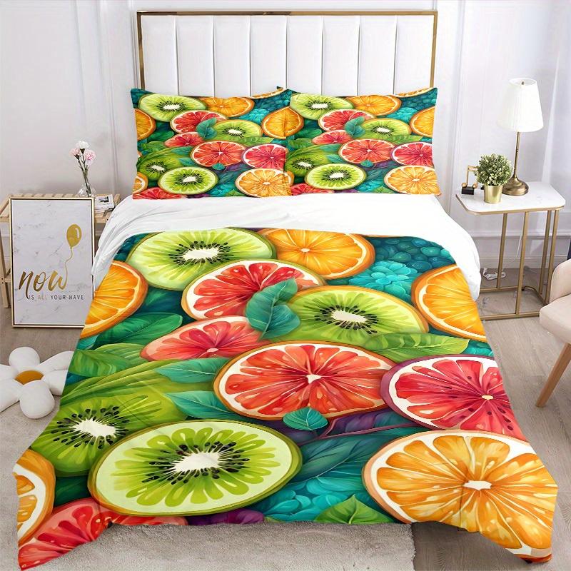 3pcs Fruit Bedding Cover Set, Fashion Classic Popular Print Bedding Set, Soft Comfortable, All - Season Use, For Bedroom107