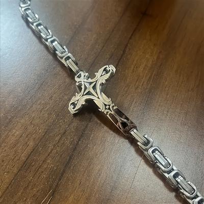 С 8 мм толстым крестом браслет модный мужской императорская цепь толстая нержавеющая сталь персонализированный ручной работы