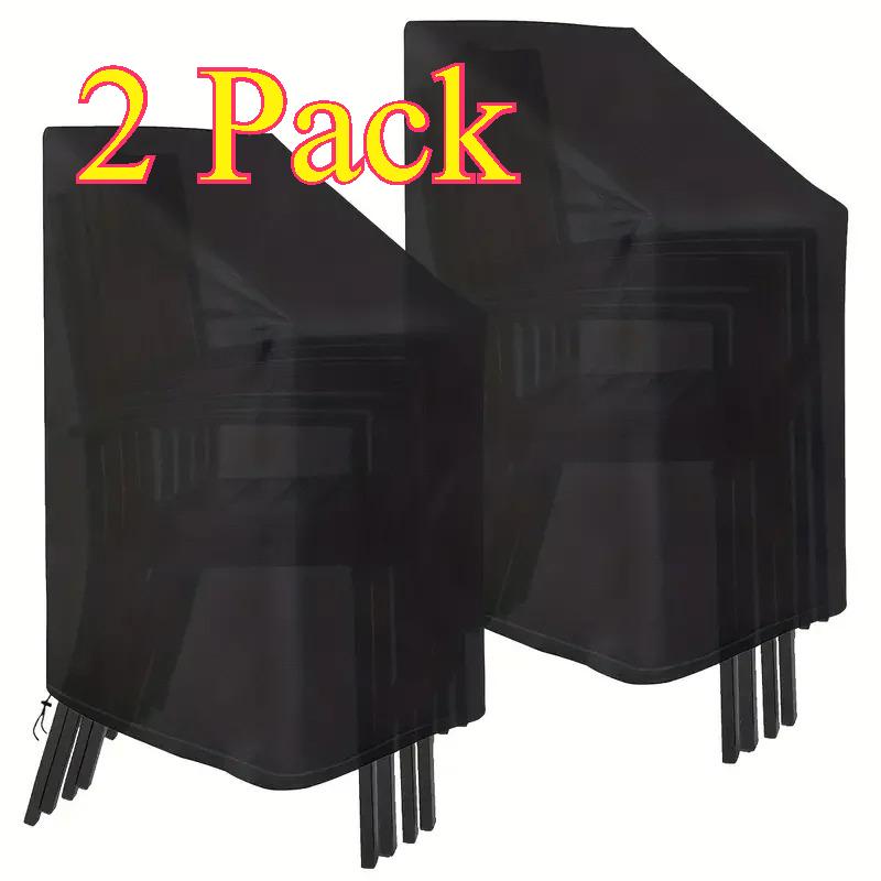 2 Pack Waterproof Stacking Chair Covers 210D Outdoor Garden Chair Protectors Rain Snow Dust UV Resistant