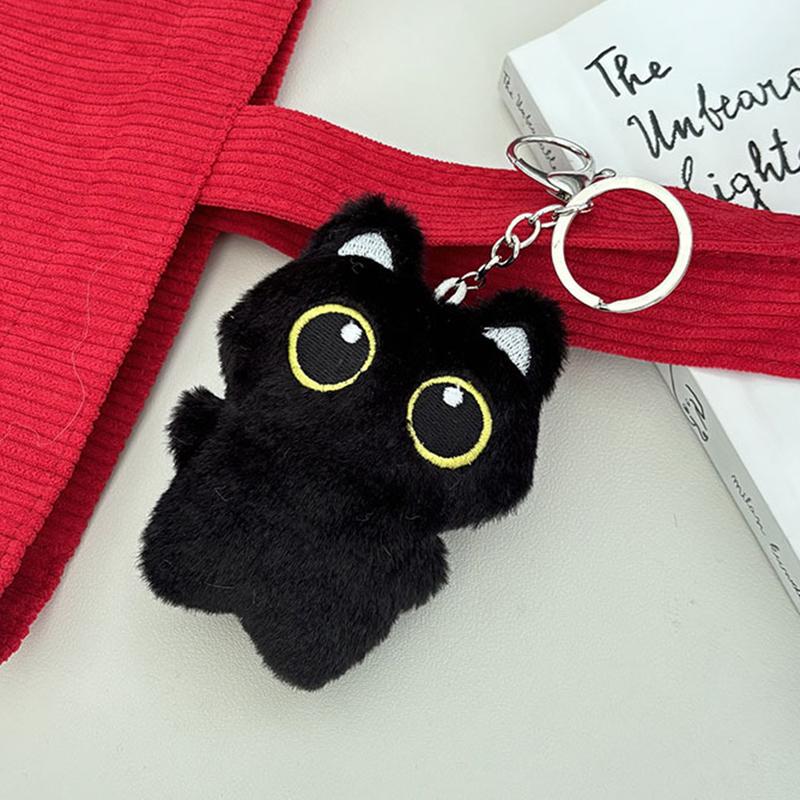 Милый шарф с большими глазами, черный кот, плюшевый брелок, пищащая мягкая игрушка, кукла, брелок для пары, рюкзак, декоративный рождественский подарок